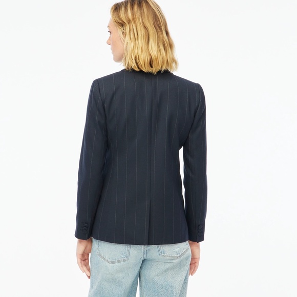 New J.CREW Size 6 One Button Blazer in Navy Pin Stripe $198 CB442 - Picture 3 of 4